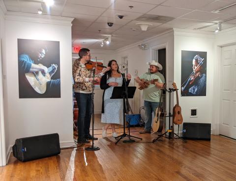 Musicians Joe Troop, Sophia Enriquez, and Larry Bellorin