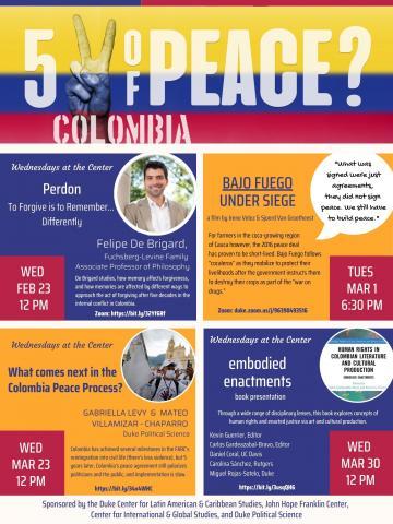 flyer for Colombia, 5 years of Peace events