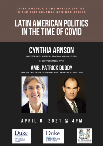 flyer for Cynthia Arnson talk with Patrick Duddy