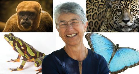 photo of Yolanda Kakabadse surrounded by endangered animals